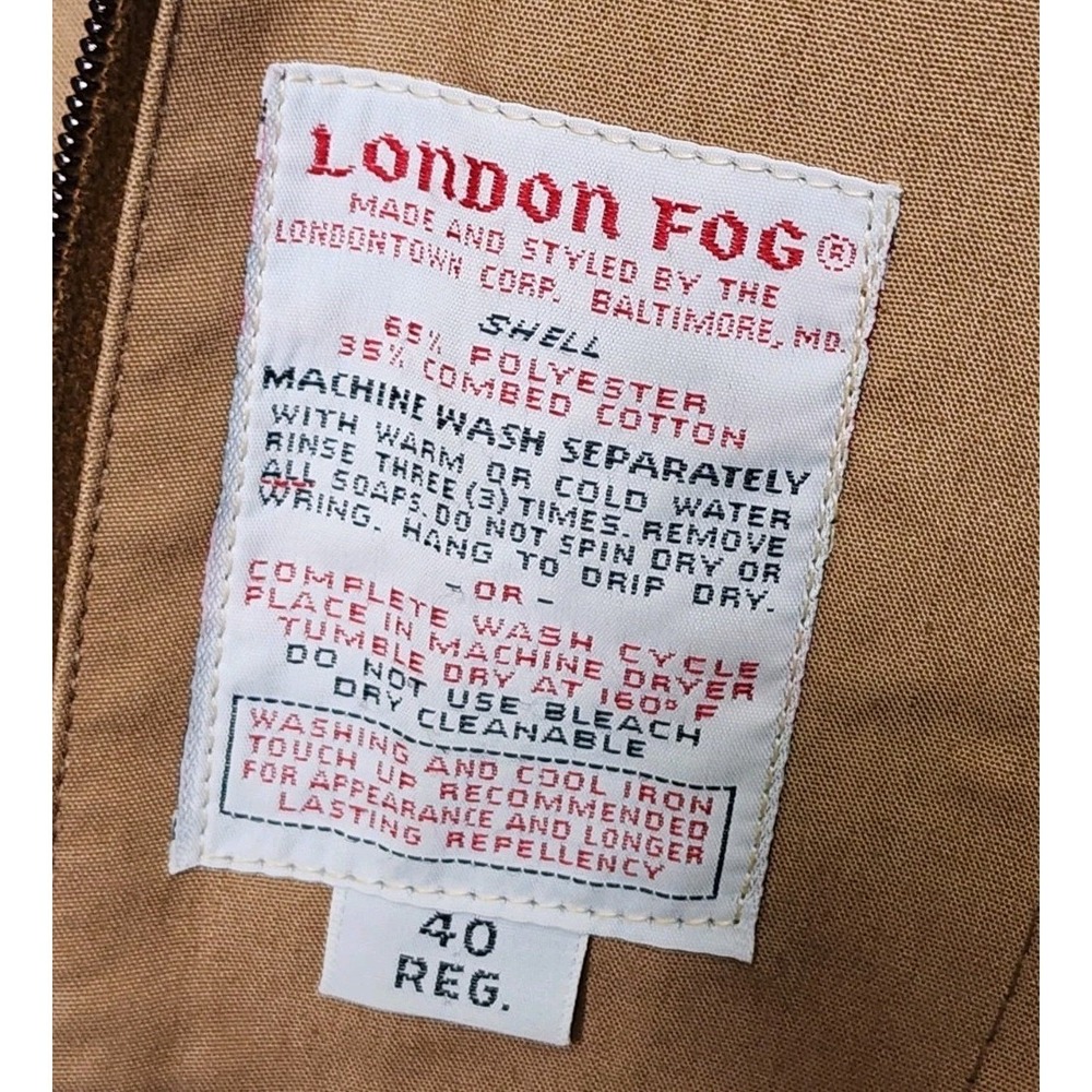 Vintage London Fog Mens 40 Tan Cargo Utility Field Jacket Chore Coat Fur Lining - Picture 5 of 6